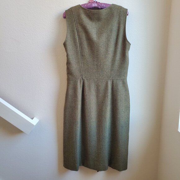 Oscar de la Renta Wool Sleeveless Princess Dress, Medium Green, Size 12 - Picture 4 of 10
